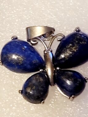 Blue Butterfly Lapis Lazuli .925 Sterling Silver Butterfly Pendant